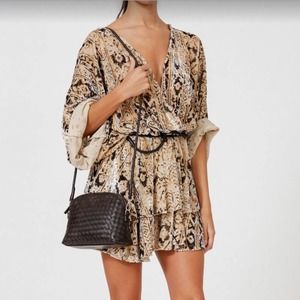 Leonie Boutique Boho Velvet Burnout Tiered Dolman Sleeve Dress 1 S